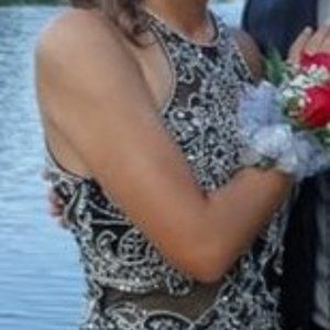 Black/Silver beaded Homecoming/Prom dress